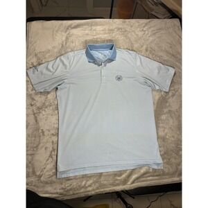 F&G Tech Mens Polo Shirt Large Blue White Striped Lago Mar Country Club 2016